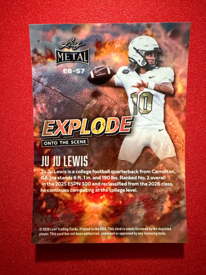 Juju Lewis 2026 Leaf Metal Football Auto Explode Onto Scene Green Shimmer /3