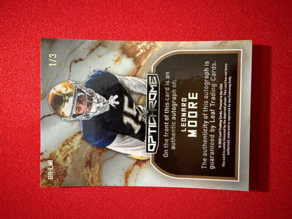 Leonard Moore 2026 Leaf Optichrome Football Base Auto Green Prismatic /3