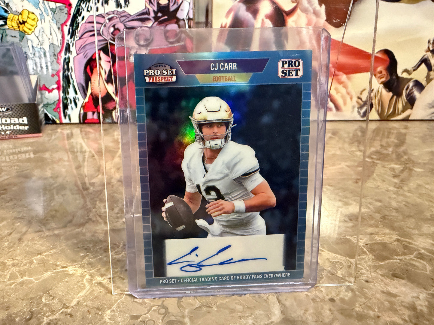 2026 Leaf Pro Set Metal Football CJ Carr 1989 Auto Platinum /8