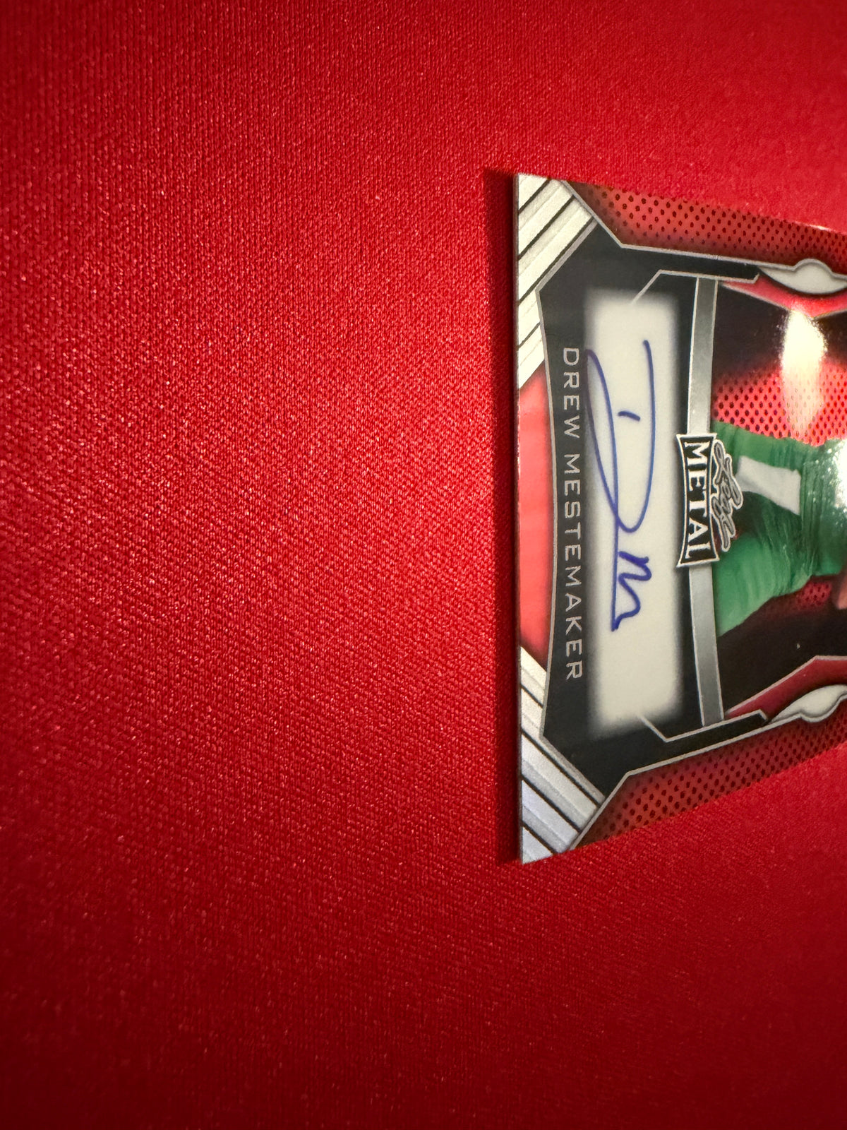 Drew Mestemaker 2026 Leaf Trinity Football Metal Auto On-Card Red 25/25 Bookend