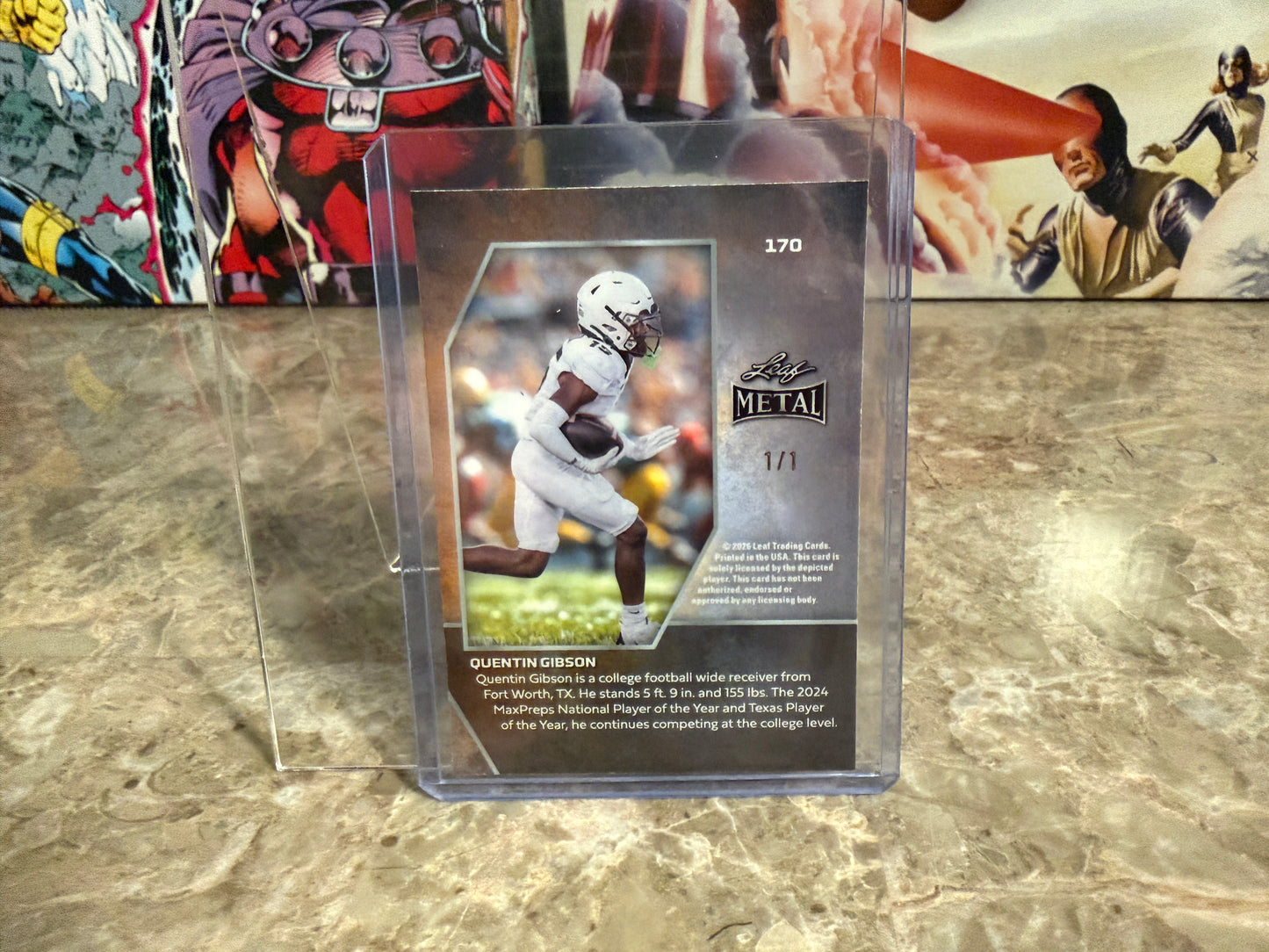 2026 Leaf Metal Football Quentin Gibson Red Flood Super Prismatic 1/1