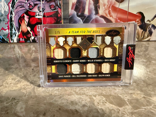 2026 Leaf Seasons In the Sun Team For The Ages Pirates 8-Patch Clemente Bonds 1/5
