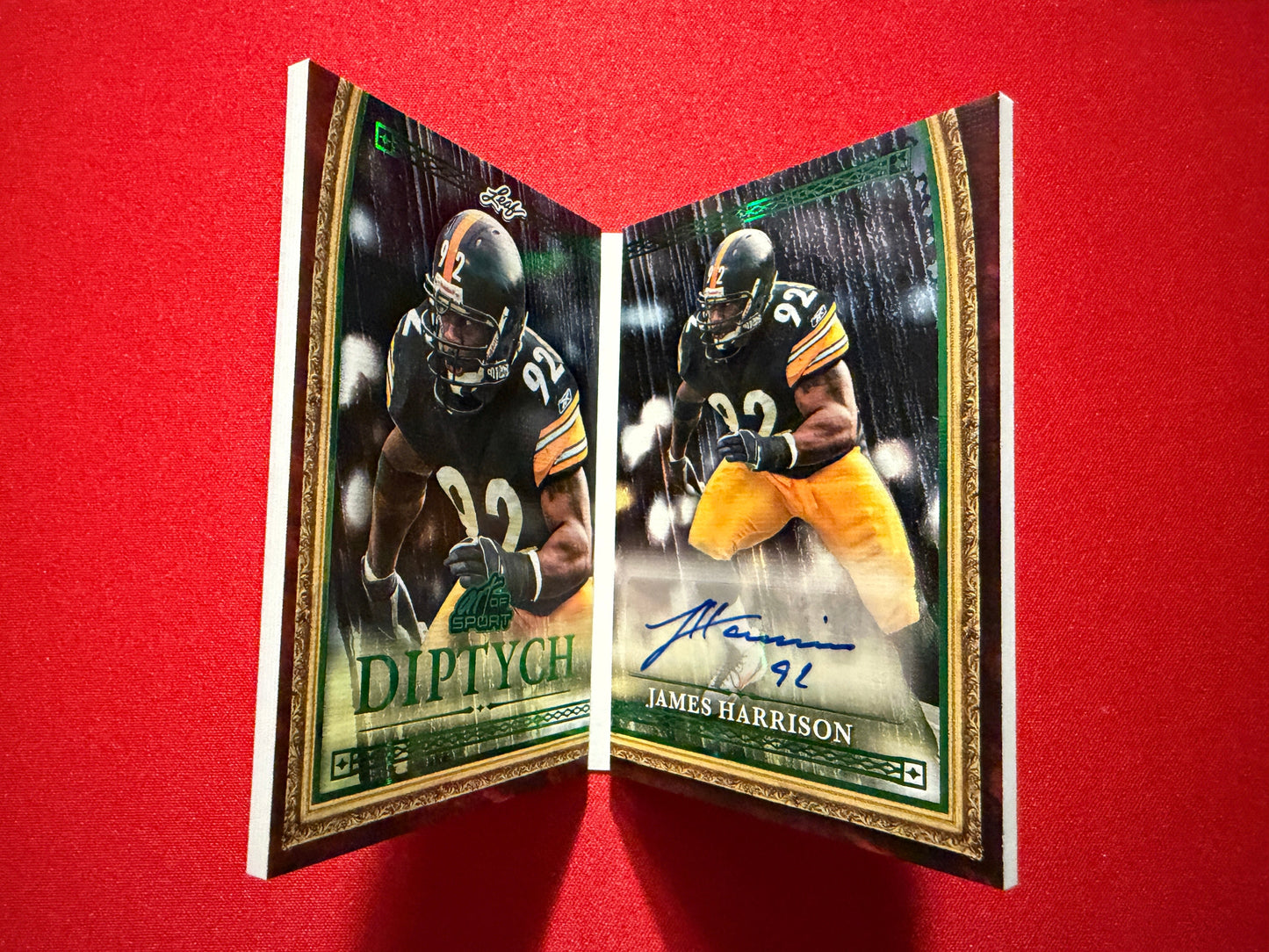 2026 Leaf Art of Sport James Harrison Diptych Auto Booklet Green 3/3 Bookend