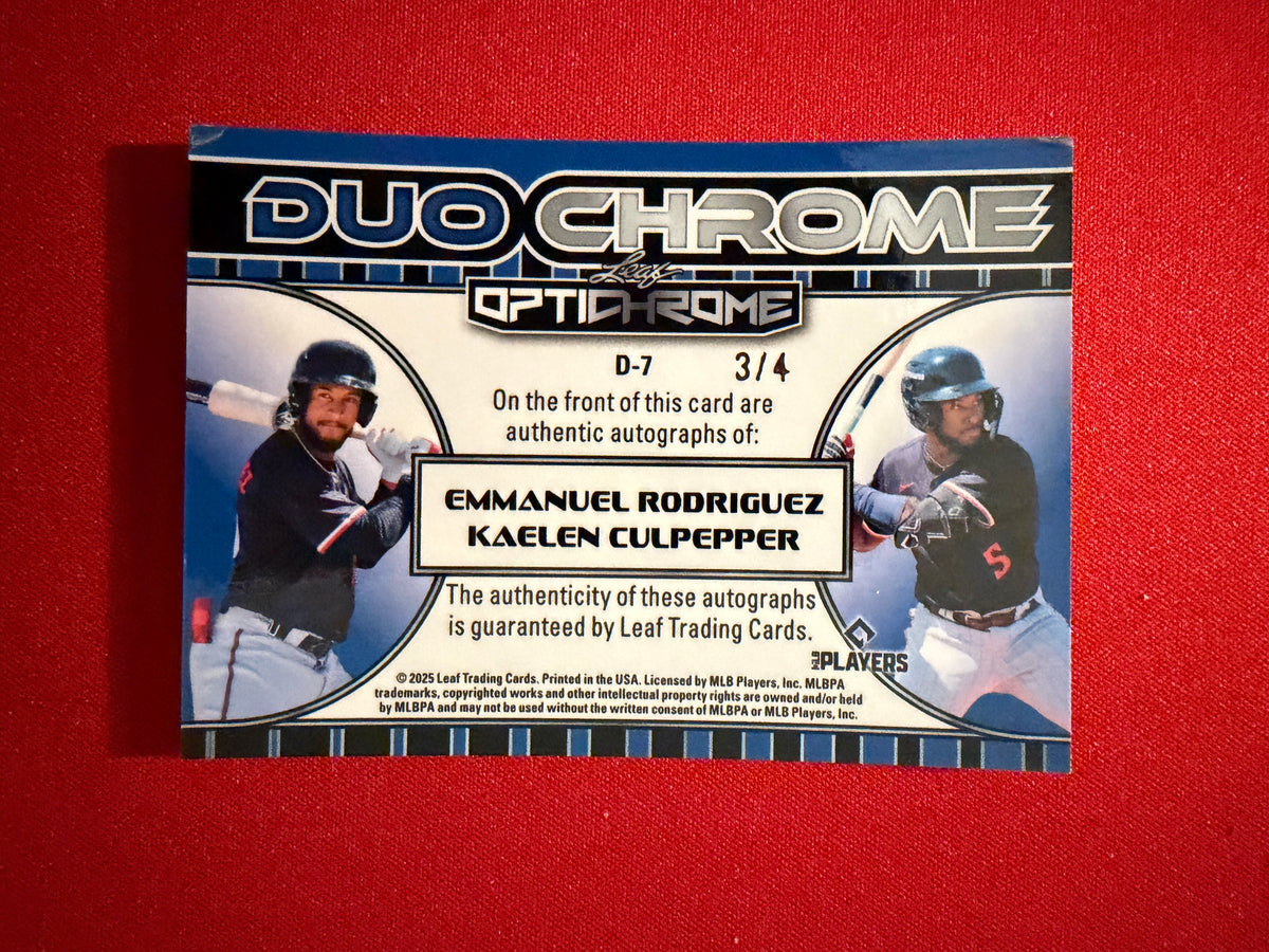 Kaelen Culpepper Rodriguez 2025 Leaf Optichrome Duochrome Auto /4 Twins