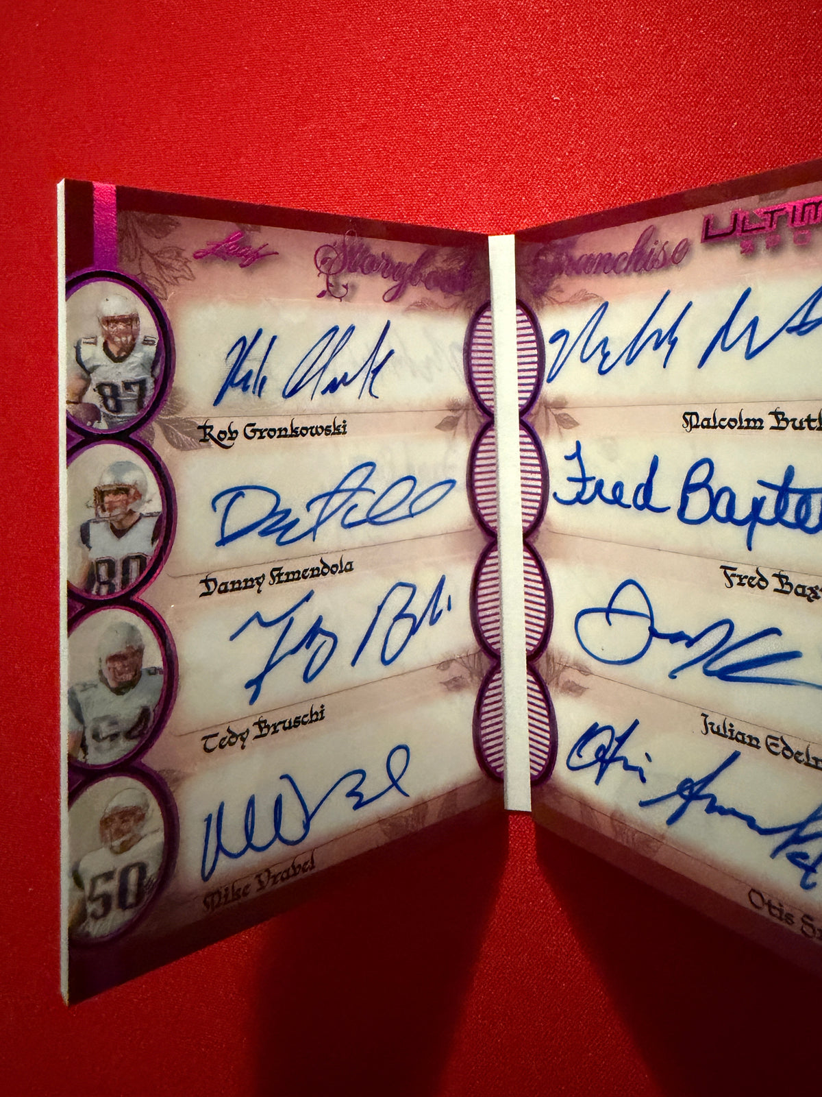 Gronkowski Bruschi Edelman Vrabel 2026 Leaf Ultimate Storybook Franchise 8 Auto