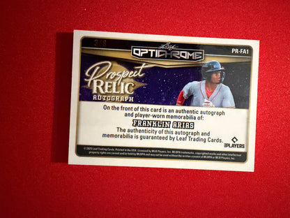 Franklin Arias 2025 Leaf Optichrome Baseball Prospect Relic Auto Pink /8