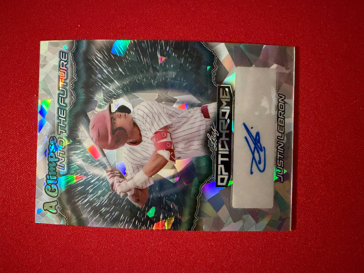 Justin Lebron 2025 Leaf Optichrome Baseball Glimpse Into Future Auto Silver /10