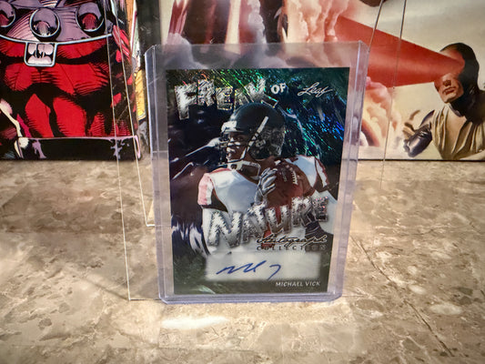 Michael Vick 2026 Leaf Autograph Collection Freak of Nature Blue Shimmer 1/1