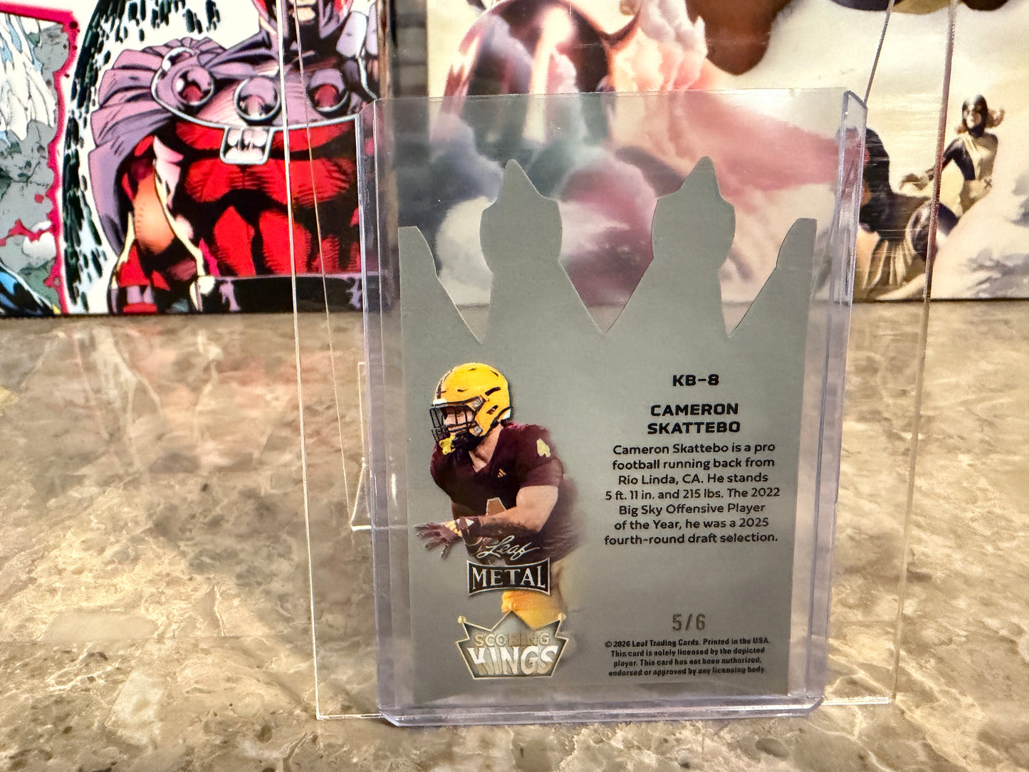 2026 Leaf Metal Football Cam Skattebo Scoring Kings Pink Prismatic /6