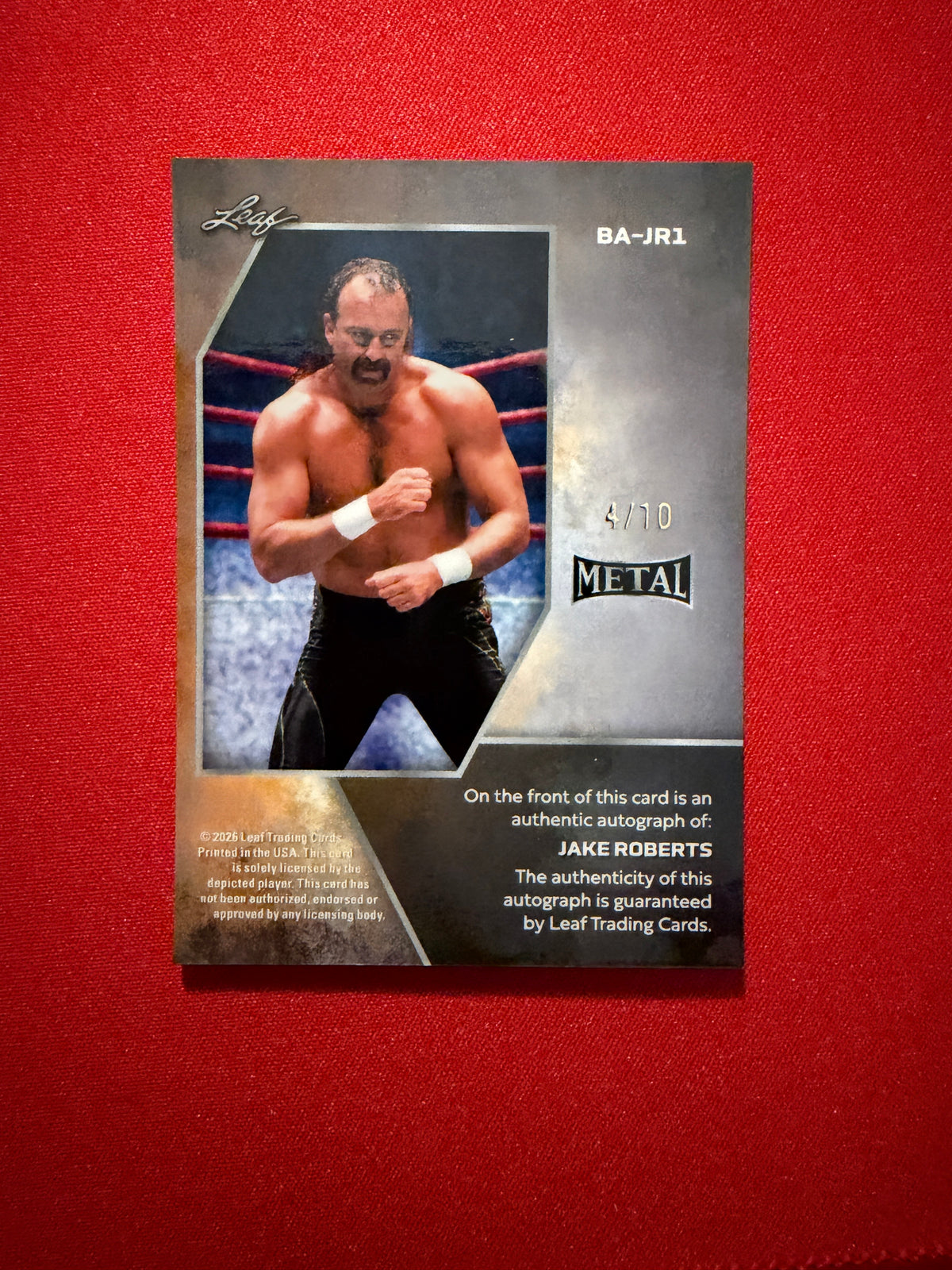 Jake The Snake Roberts 2026 Leaf Metal Ring Kings Base Auto Silver /10