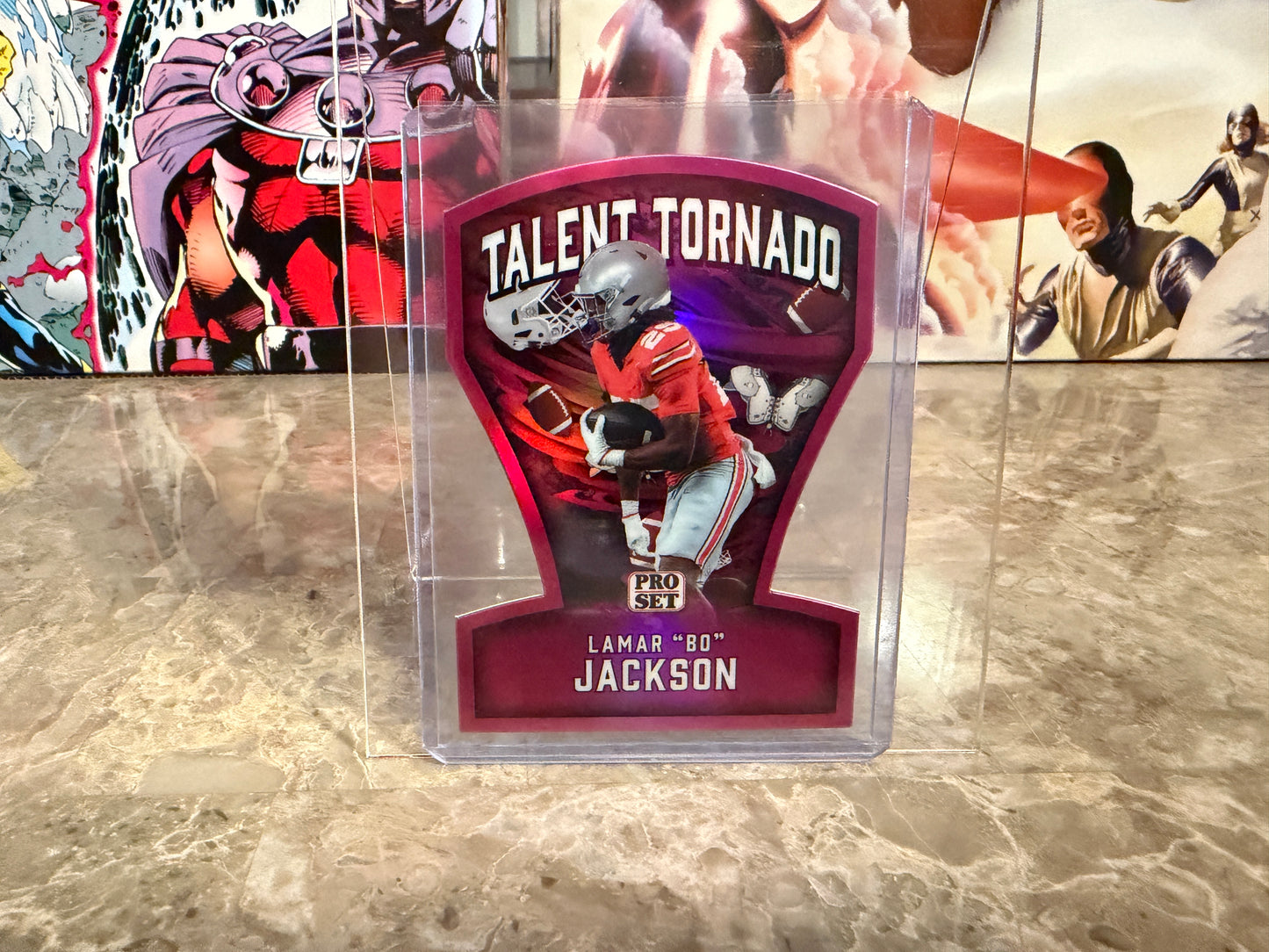 Lamar "Bo" Jackson 2026 Leaf Pro Set Metal Football Talent Tornado Pink /4