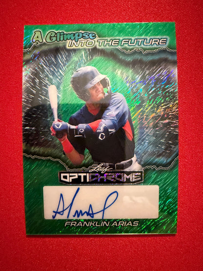 Franklin Arias 2025 Leaf Optichrome Baseball Glimpse Into Future Auto Green Shimmer 6/6