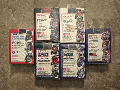 Baseball Aces/Baseball Rookies Playing Cards (Bicycle 1991-94) - 6 Packs Sealed