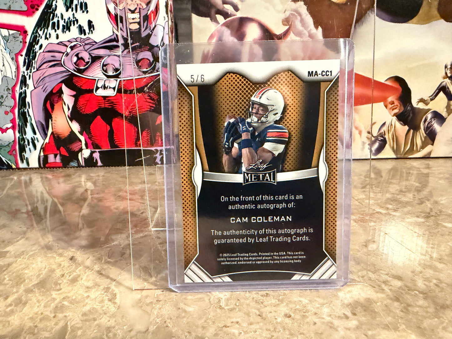 Cam Coleman 2026 Leaf Trinity Football Metal On-Card Auto Blue Color Match /6