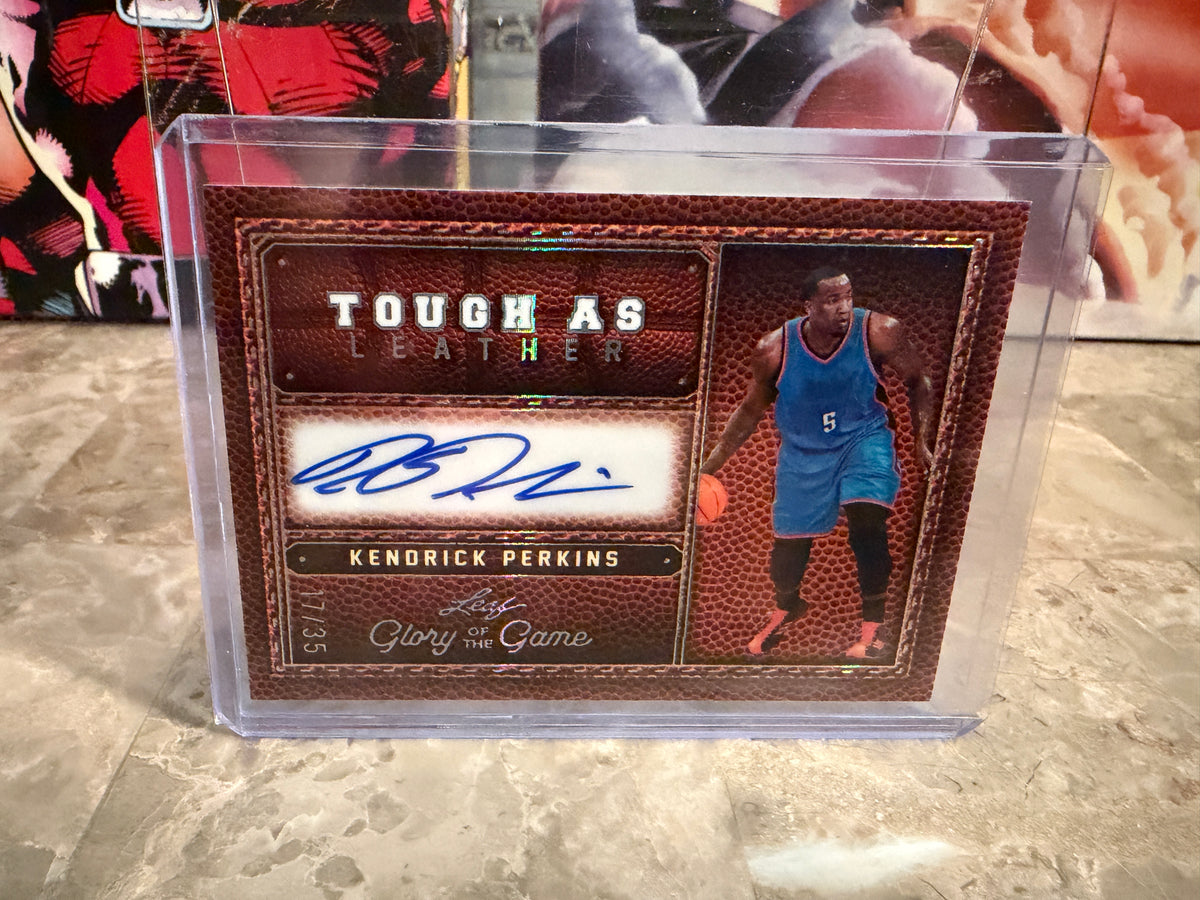 Kendrick Perkins 2025 Leaf Glory of the Game Tough As Leather Substrate Auto /35