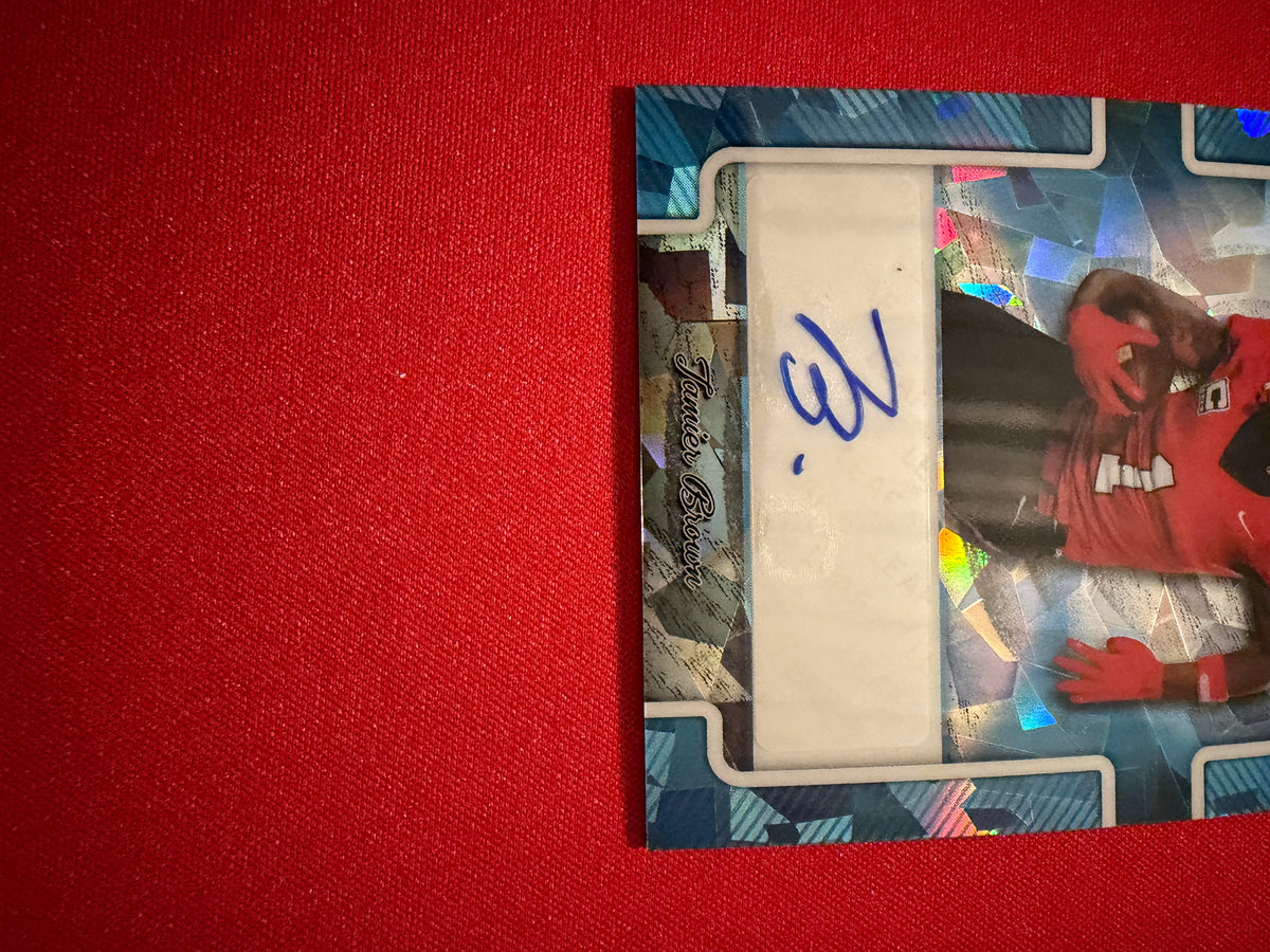 Jamier Brown 2026 Leaf Autograph Collection Base Platinum Cracked Ice Auto 1/1