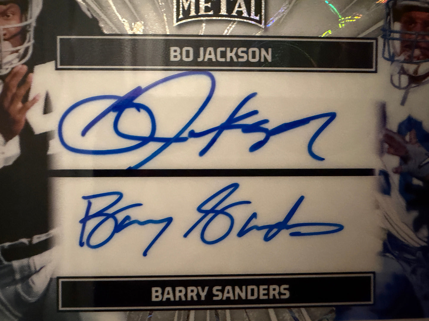 2026 Leaf Pro Set Metal Barry Sanders Bo Jackson On-Card Auto 7/7 Bookend