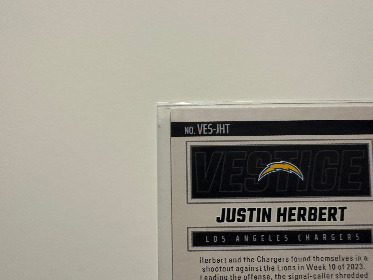 Justin Herbert #VES-JHT Numbered 13/50 (2024 Panini Luminance Vestige)