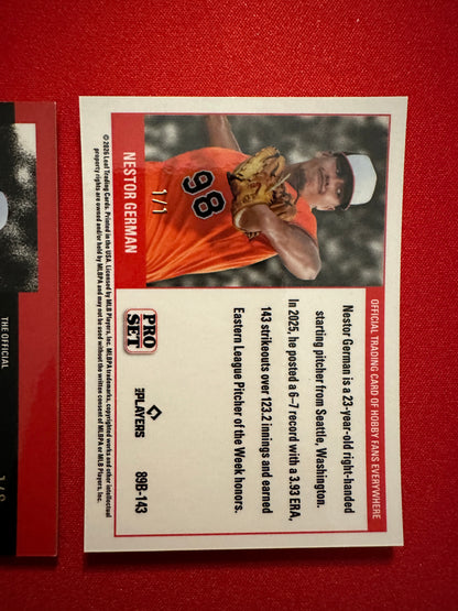 2026 Leaf Pro Set Baseball Nestor German Two-Card Prospect Lot