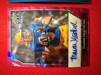 Mason Heintschel Leaf Metal Football Pink Crystal Auto 1/1