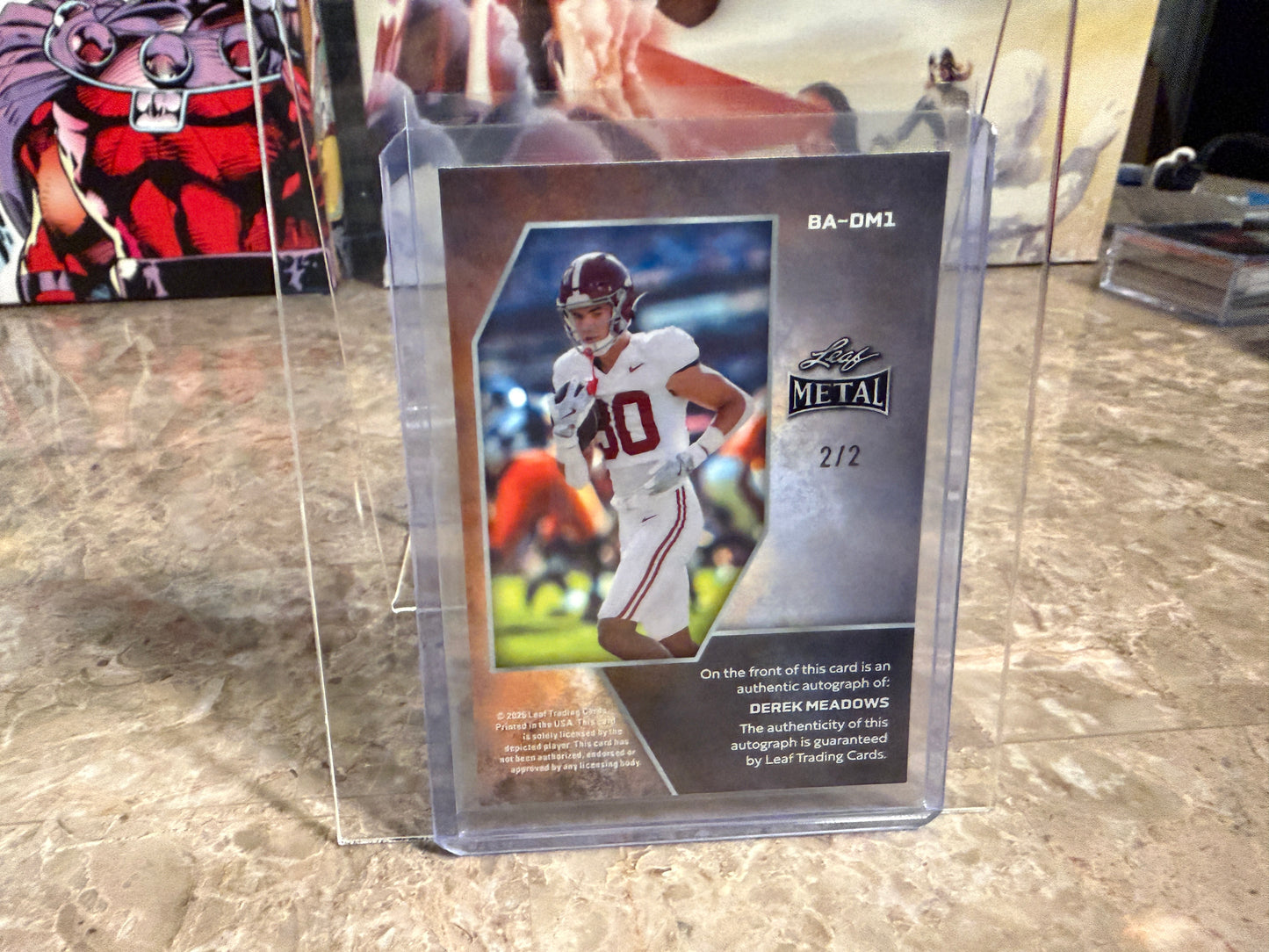 Derek Meadows 2026 Leaf Metal Football Base Auto Black Shimmer 2/2