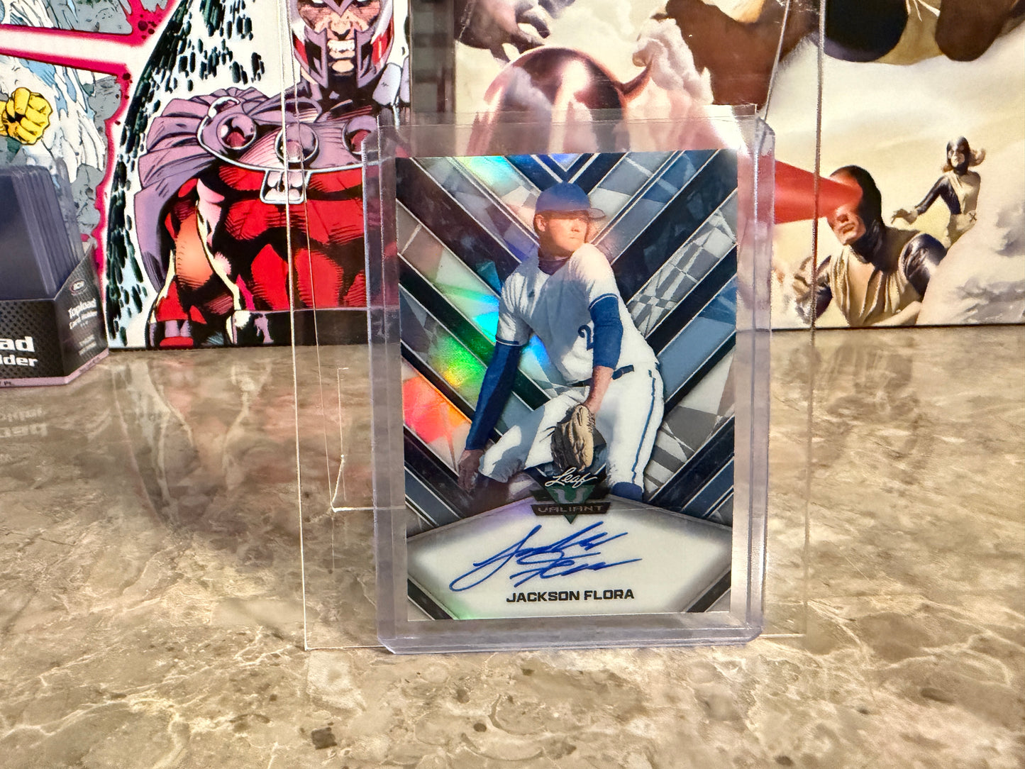 Jackson Flora 2026 Leaf Draft Edition Baseball Valiant Auto Platinum /75