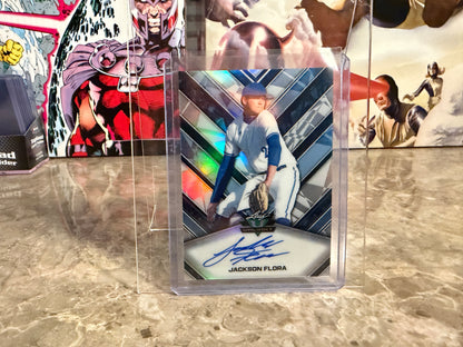 Jackson Flora 2026 Leaf Draft Edition Baseball Valiant Auto Platinum /75