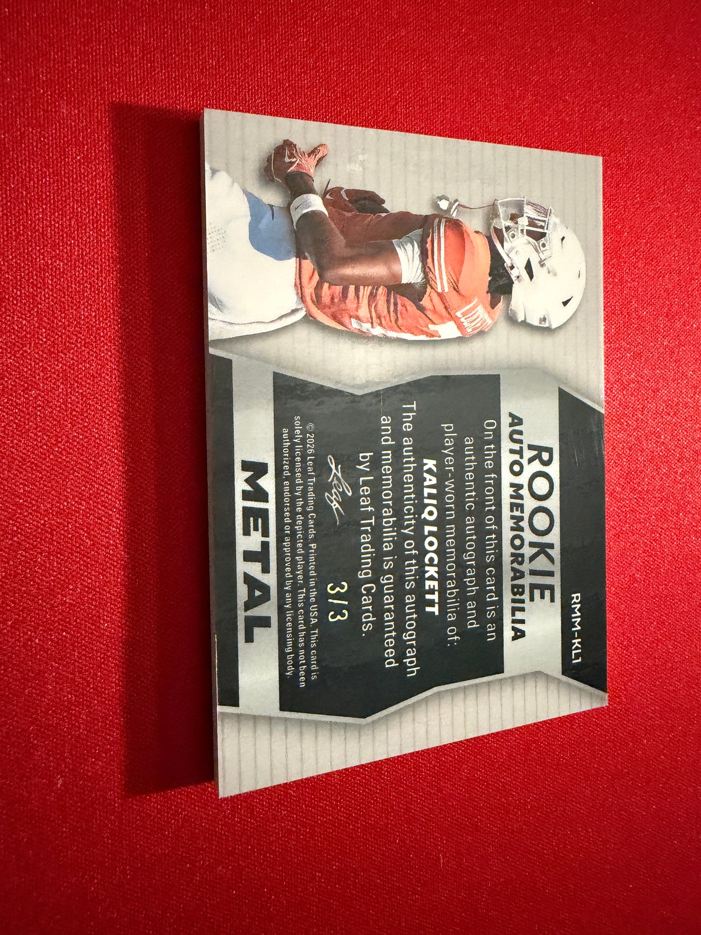 Kaliq Lockett 2026 Leaf Trinity Rookie Auto Memo Metal Multicolor Patch /3