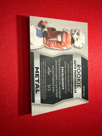 Kaliq Lockett 2026 Leaf Trinity Rookie Auto Memo Metal Multicolor Patch /3
