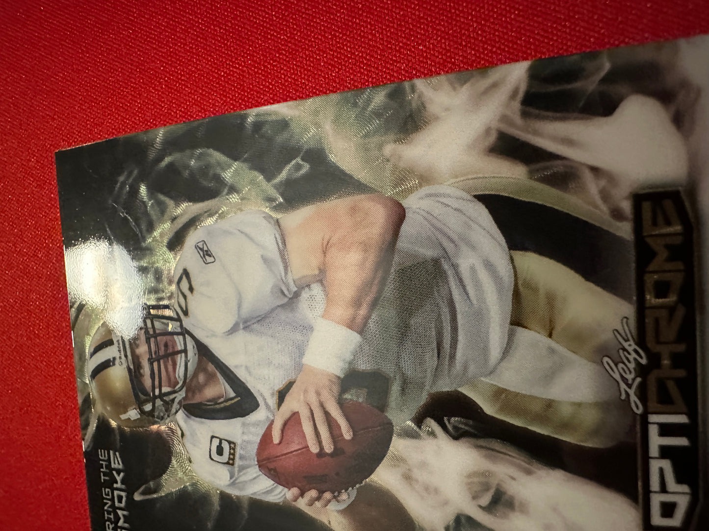 Drew Brees 2026 Leaf Optichrome Bring the Smoke 1/1 Super Prismatic Color Match