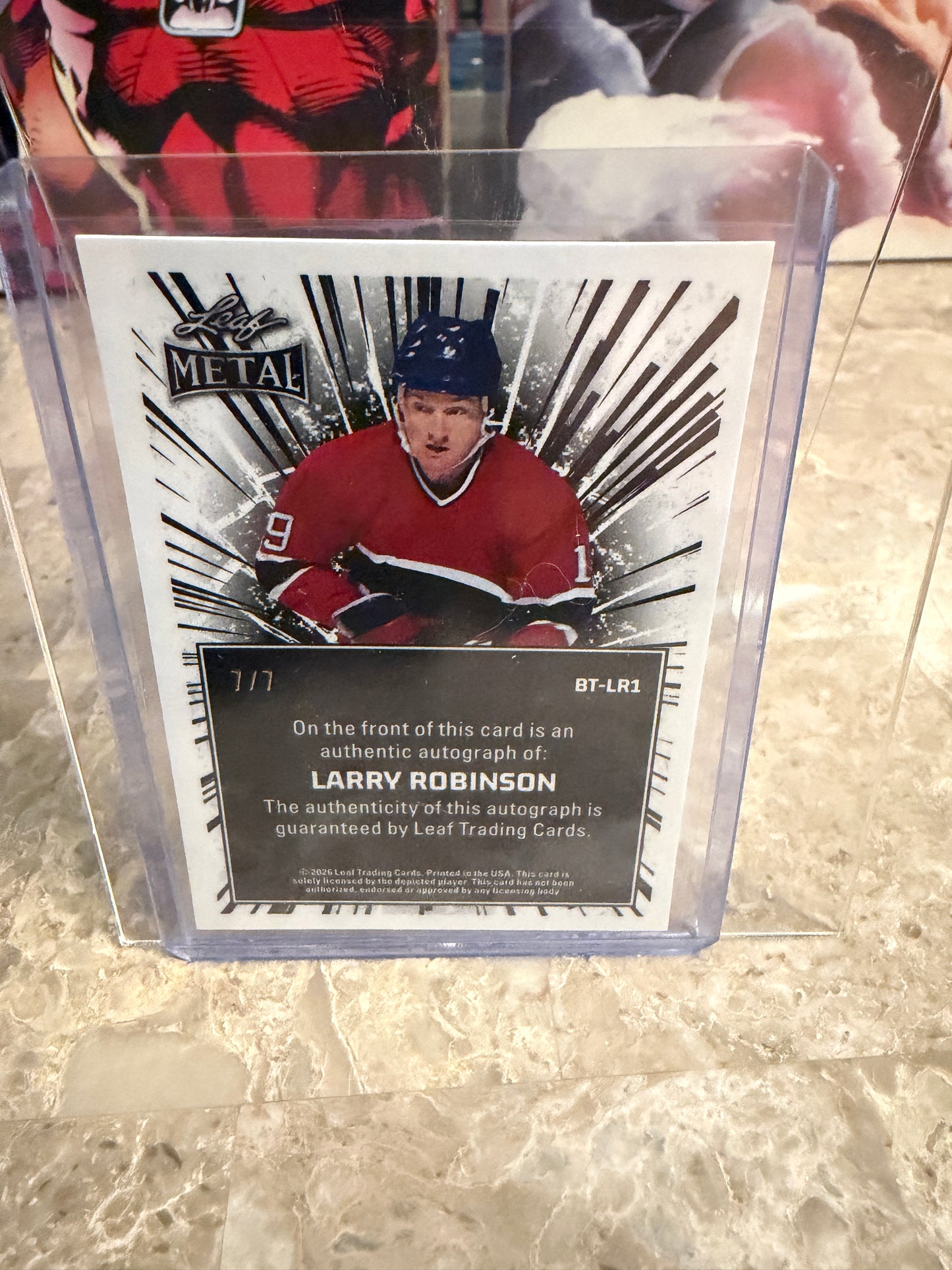 2026 Leaf Metal Hockey Breaking Through Larry Robinson Pink Laser Auto 7/7