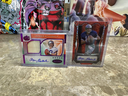 ROGER STAUBACH Dual Auto Lot - 2025 Trinity PATCH /6 & 2026 Metal ON-CARD /6