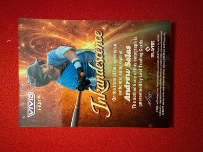 2026 Leaf Vivid Baseball Inkadescence Techno-Foil Teal Andrew Salas Autograph 9/25