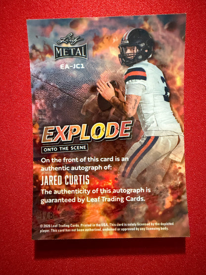 2026 Leaf Metal Football Jared Curtis Auto Explode Onto the Scene Platinum 1/8