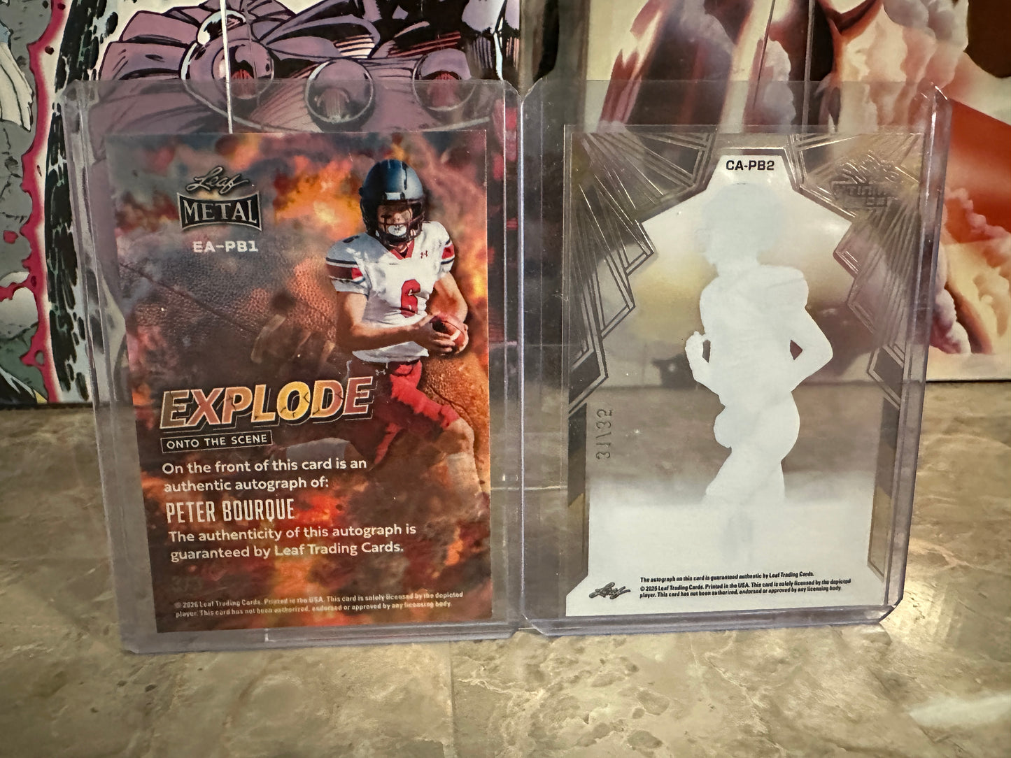 Peter Bourque Leaf Metal Explode Green AUTO /3 & Trinity Clear /35 VT QB Lot