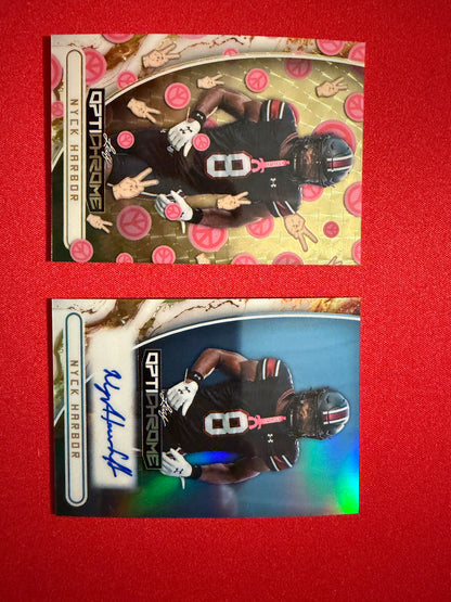 Nyck Harbor 2026 Leaf Optichrome Peace Super Gold Prismatic 1/1 2-Card Auto Lot