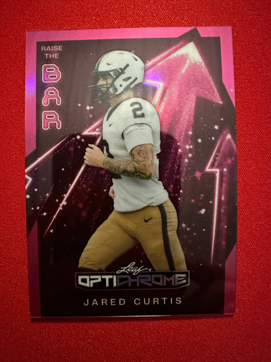 2026 Leaf Optichrome Football Jared Curtis Raise the Bar Pink Prismatic 1/1