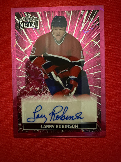 2026 Leaf Metal Hockey Breaking Through Larry Robinson Pink Laser Auto 7/7