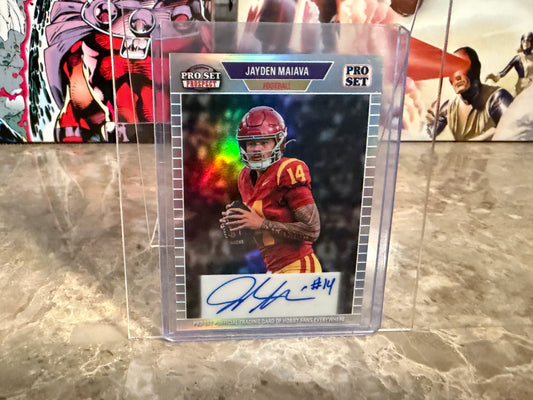 2026 Leaf Peo Set Metal Football Jayden Maiava 1989 Auto Silver /10