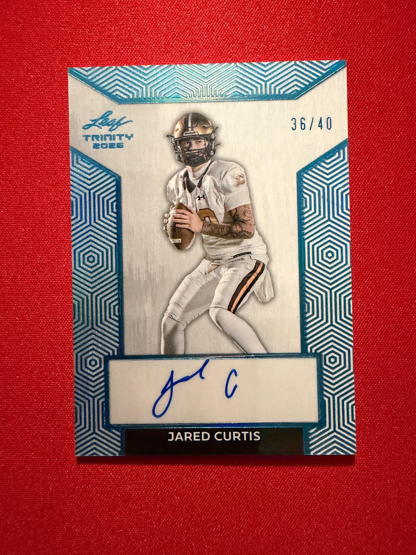 2026 Leaf Trinity Football Jared Curtis Base Auto Platinum /40