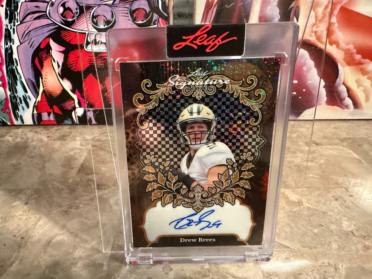 Drew Brees 2026 Leaf Signature Series Base Auto Gold Team Color Match 1/1