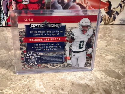 2026 Leaf Optichrome College Town Pink Crystal Brandon Arrington Autograph 1/1