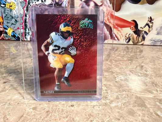 Justice Haynes 2026 Leaf Metal Football Stainless Red Shimmer 1/4