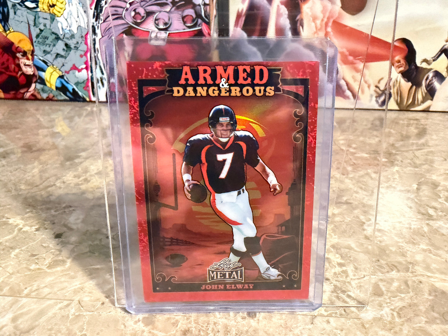 2026 Leaf Metal Football John Elway Armed and Dangerous Red Prismatic 1/1