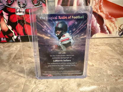 LaNorris Sellers 2026 Leaf Trinity Magical Realm of Football Auto Red /25