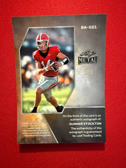 2026 Leaf Metal Football Gunner Stockton Auto Green Shimmer 3/3
