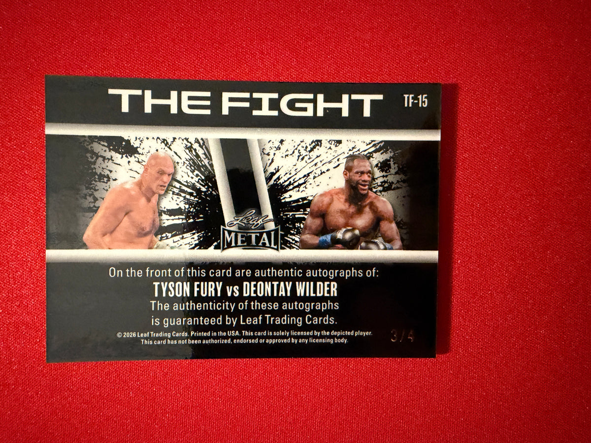 Tyson Fury Deontay Wilder 2026 Leaf Metal Ring Kings The Fight Dual Auto Red /4