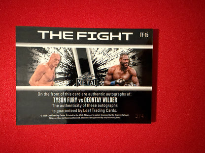 Tyson Fury Deontay Wilder 2026 Leaf Metal Ring Kings The Fight Dual Auto Red /4