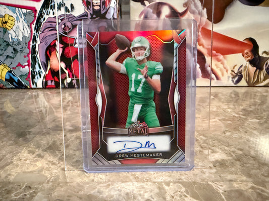 Drew Mestemaker 2026 Leaf Trinity Football Metal Auto On-Card Red 25/25 Bookend