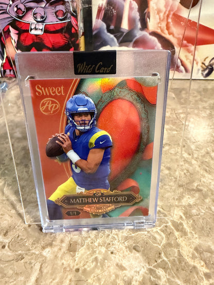 Matthew Stafford 2026 Wild Card Wild Art 1/1 Color Match Artist Proof 2-Card Lot